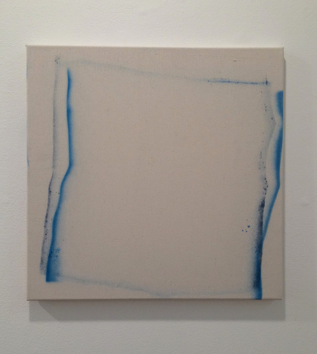 Paul Barlow, Double Glazed (Stretched Painting), 2014, spot marking spray paint, car paint, canvas, 19.6 x 19.6 inches.
